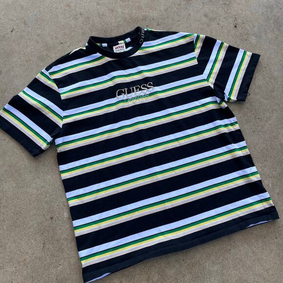 Y2K Guess Originals Striped T-Shirt Small - Picture 2 of 6